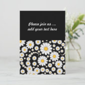 Invitation Jolies marguerites blanches sur fond noir (Debout devant)