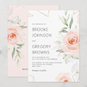 Invitation Jolies nuances roses du Mariage géométrique floue (Devant / Derrière)