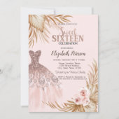 Invitation Jolies Parties scintillant, Robe, Pampas, Rose Swe (Devant)