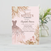 Invitation Jolies Parties scintillant, Robe, Pampas, Rose Swe (Debout devant)