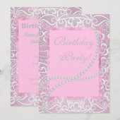 Invitation Jolies perles en dentelle élégante (Devant / Derrière)