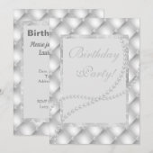 Invitation Jolies perles taches élégant anniversaire argent (Devant / Derrière)