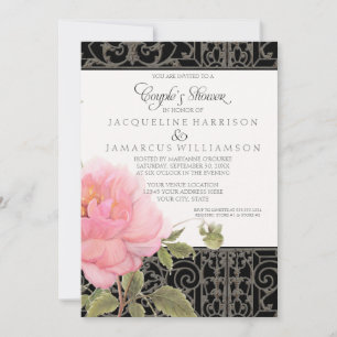 Invitation Jolies pivoines à fleurs Couples botaniques Douche