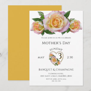 Invitation Jolies Roses Fleurs Fête des Mères