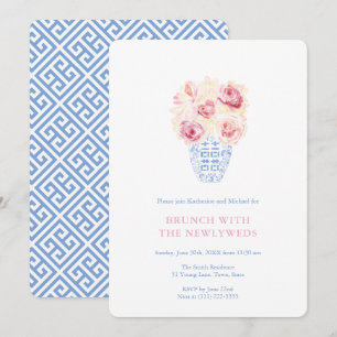 Invitation Jolies Roses Roses Brunch des jeunes mariés bleu e