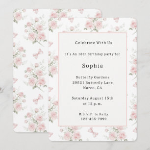 Invitation Jolies Roses Roses Fleurs Anniversaire