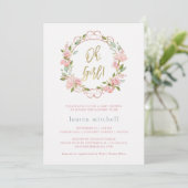 Invitation Jolies roses roses roses et script or | Baby showe (Debout devant)