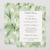 Invitation Jolies Tulipes Blanches Vertes Shower de Mariée (Devant / Derrière)