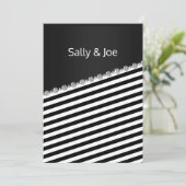 Invitation JOLIMENT NOIR STRIPE Mariage Gris (Debout devant)