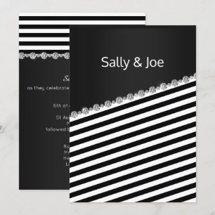 Invitation JOLIMENT NOIR STRIPE Mariage Gris