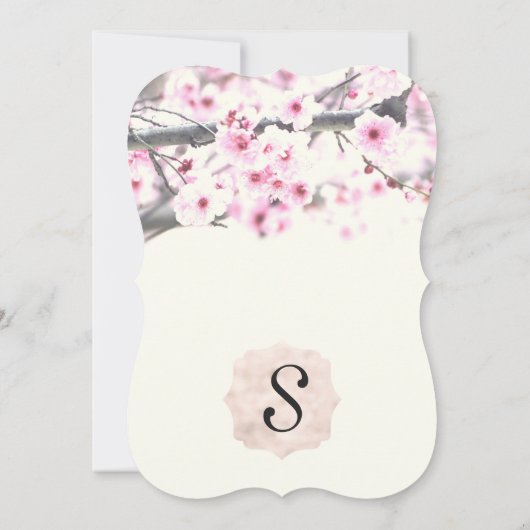 Invitation Jolis arbres à fleurs de cerisier sur élégant blan (Dos)