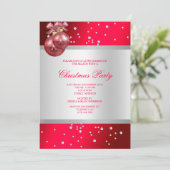 Invitation Jolis Babillards & Perles d'Argent Fuchsia Noël (Debout devant)