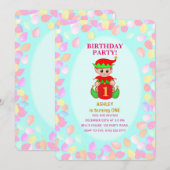 Invitation Jolis Ballons pour le Premier Anniversaire (Devant / Derrière)