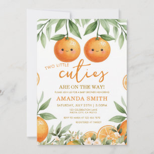 Invitation Jolis bébés orange Deux petites jumelles Baby Show