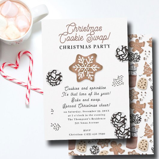 Invitation Jolis biscuits de Noël Cuisine de fêtes Échange de