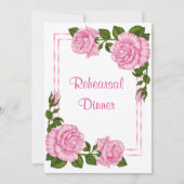 Invitation Jolis bouquets d'angle roses pour dîner de répétit (Devant)