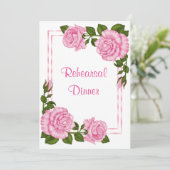 Invitation Jolis bouquets d'angle roses pour dîner de répétit (Debout devant)