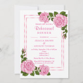 Invitation Jolis bouquets d'angle roses pour dîner de répétit (Dos)