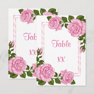 Invitation Jolis bouquets de coin roses Mariage Numéro de tab