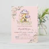 Invitation Jolis Champignons Fleuris Baby Shower (Debout devant)