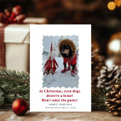 Invitation Jolis chiens drôles souhaitant joyeux Noël sur une