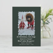 Invitation Jolis chiens drôles souhaitant joyeux Noël sur une (Debout devant)