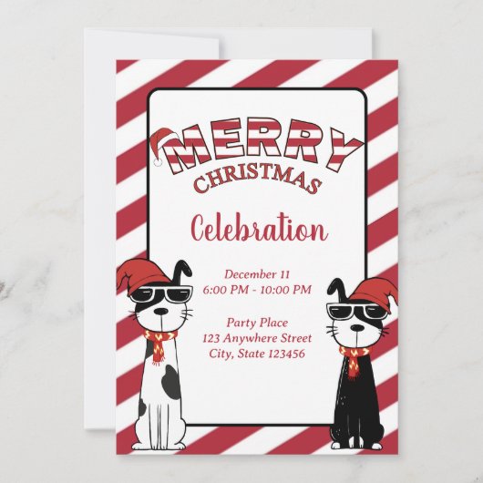 Invitation Jolis chiens joyeux Noël (Devant)