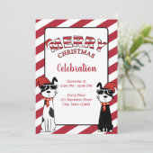 Invitation Jolis chiens joyeux Noël (Debout devant)