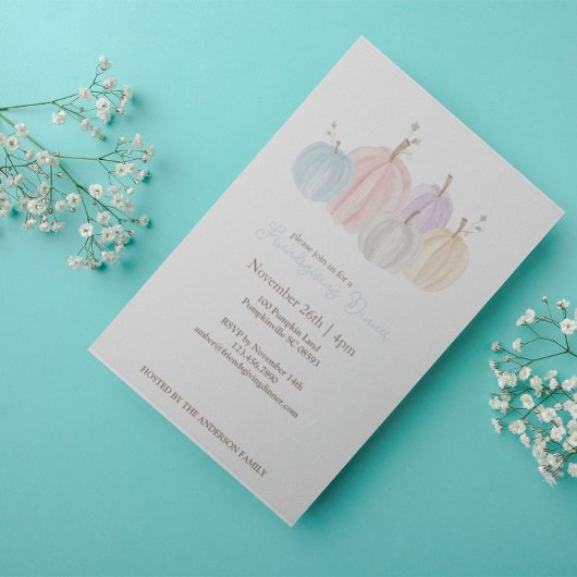 Invitation Jolis citrouilles aquarelle pastel pour l'Action d