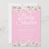 Invitation Jolis couples de fleurs blanches pour Baby Shower/ (Devant)