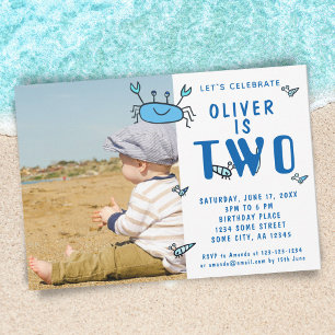 Invitation Jolis crabes Animaux marins Garçon Photo 2e annive