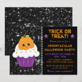 Invitation Jolis Cupcakes d'Halloween en forme de citrouille (Devant / Derrière)