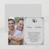 Invitation Jolis deux mariés dessin animé mariage gay fiançai (Devant / Derrière)