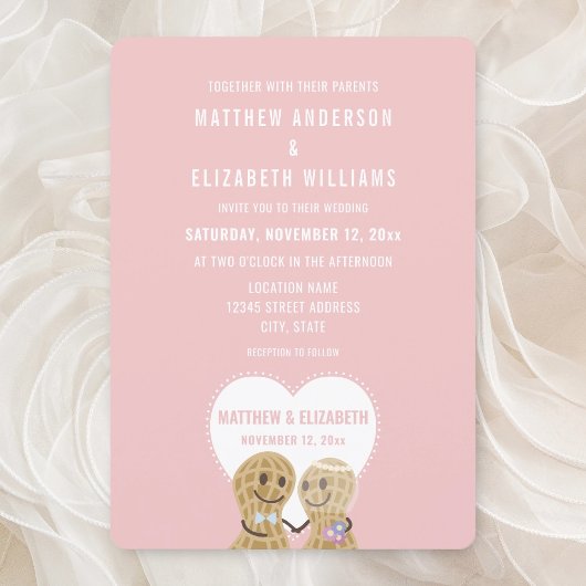 Invitation Jolis Écrous Amoureux Mariage Rose Engagement