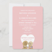 Invitation Jolis Écrous Amoureux Mariage Rose Engagement (Devant)