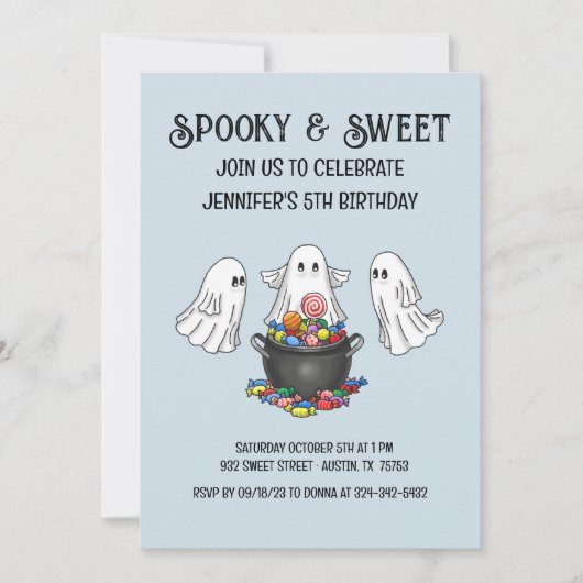 Invitation Jolis fantômes d'Halloween (Devant)