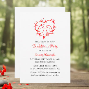 Invitation Jolis Inséparables Bohème Cœur Rouge Enterrement d