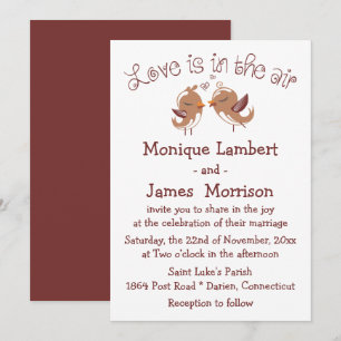Invitation Jolis Inséparables Marron Et Blanc Oiseaux De Mari