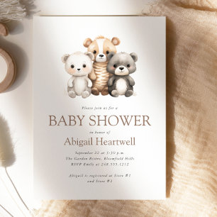 Invitation Jolis jouets bohèmes aquarelle forêt Baby Shower