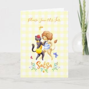 Invitation Jolis lions de la forêt dansant la salsa en vichy