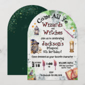 Invitation Jolis magiciens et sorcières magiques (Devant / Derrière)
