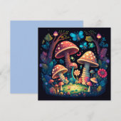 Invitation Jolis mignons champignons magiques (Devant / Derrière)