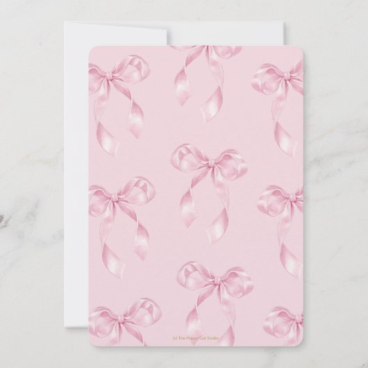 Invitation Jolis Nœuds Ruban Rose Coquette Bat Mitzvah (Dos)