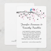 Invitation Jolis oiseaux amoureux et papillons pour une récep (Devant / Derrière)