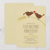 Invitation Jolis Oiseaux de l'Amour de Campagne 75e Anniversa (Devant / Derrière)