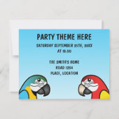 Invitation Jolis perroquets ara de dessin animé (Dos)