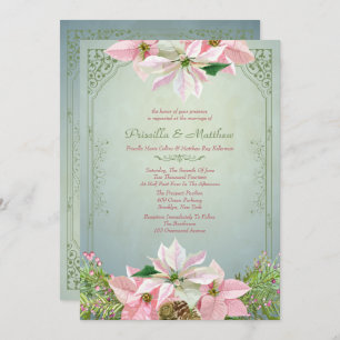 Invitation Jolis pin d'hiver et poinsettia, mariage floral
