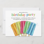 Invitation Jolis Popsicles d'anniversaire colorés modernes Co (Devant)