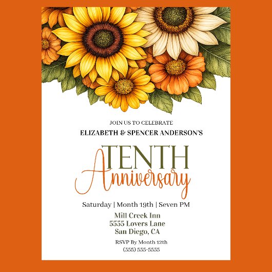 Invitation Jolis tournesols 10e anniversaire