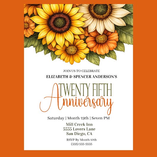 Invitation Jolis tournesols 25e anniversaire